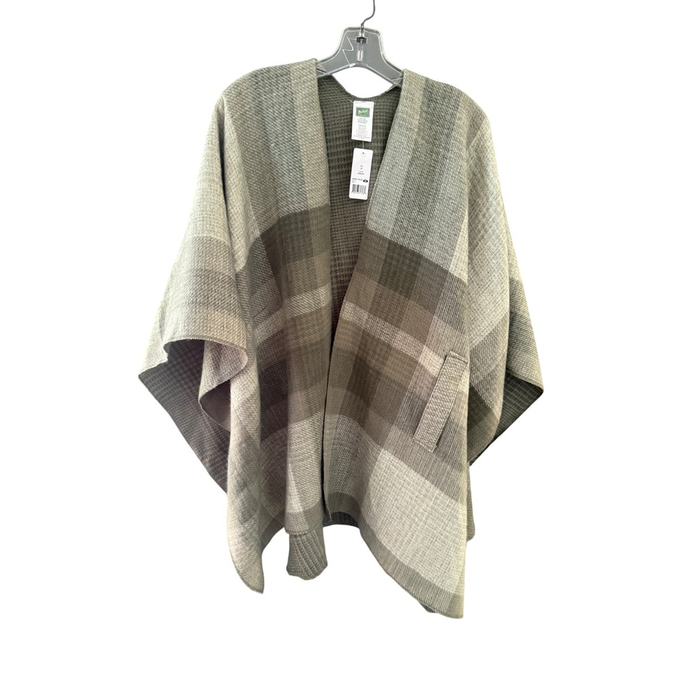 Woolrich Green Label Reversible Plaid Poncho Wrap Green One Size NWT Soft